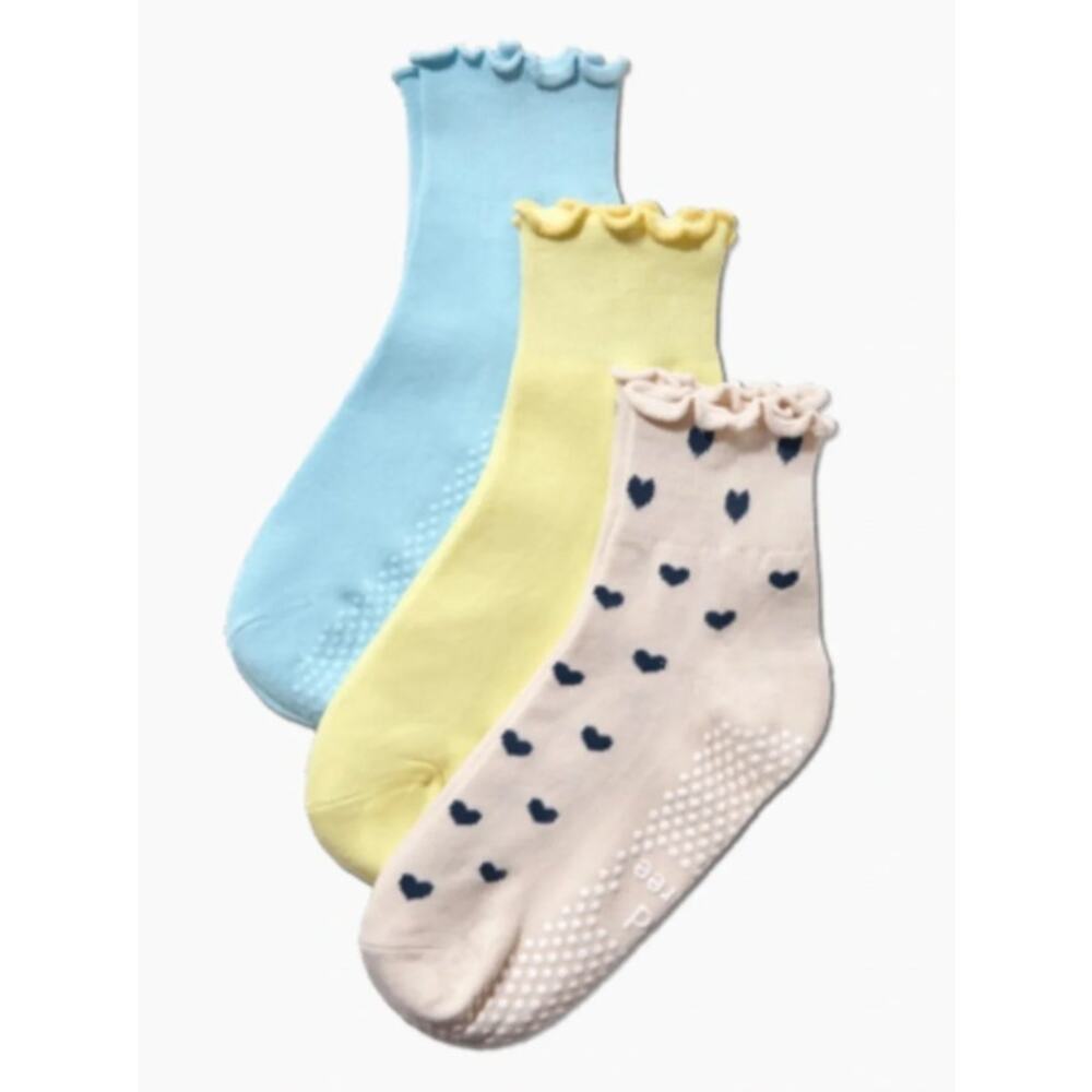 HOLD FOR THREE Ruffle Pilates Barre Socks 3-Pack NEW